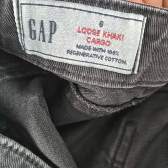 GAP Loose Khaki Cargo Pants Black SZ 6 Cotton - Picture 8 of 8